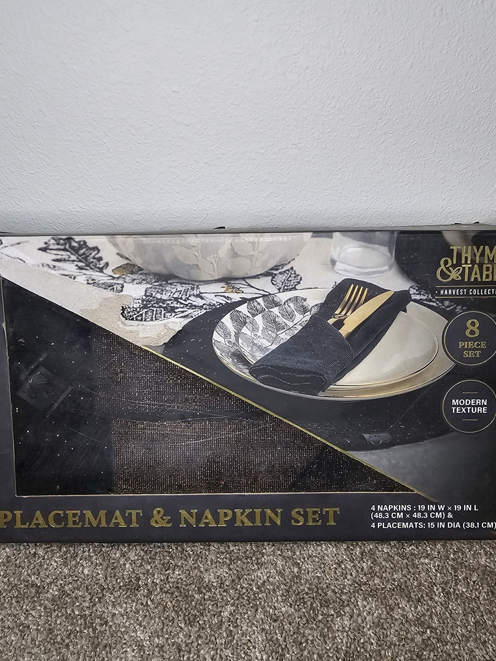 Thyme & Table Black Placemat and Napkin 8-Piece Set